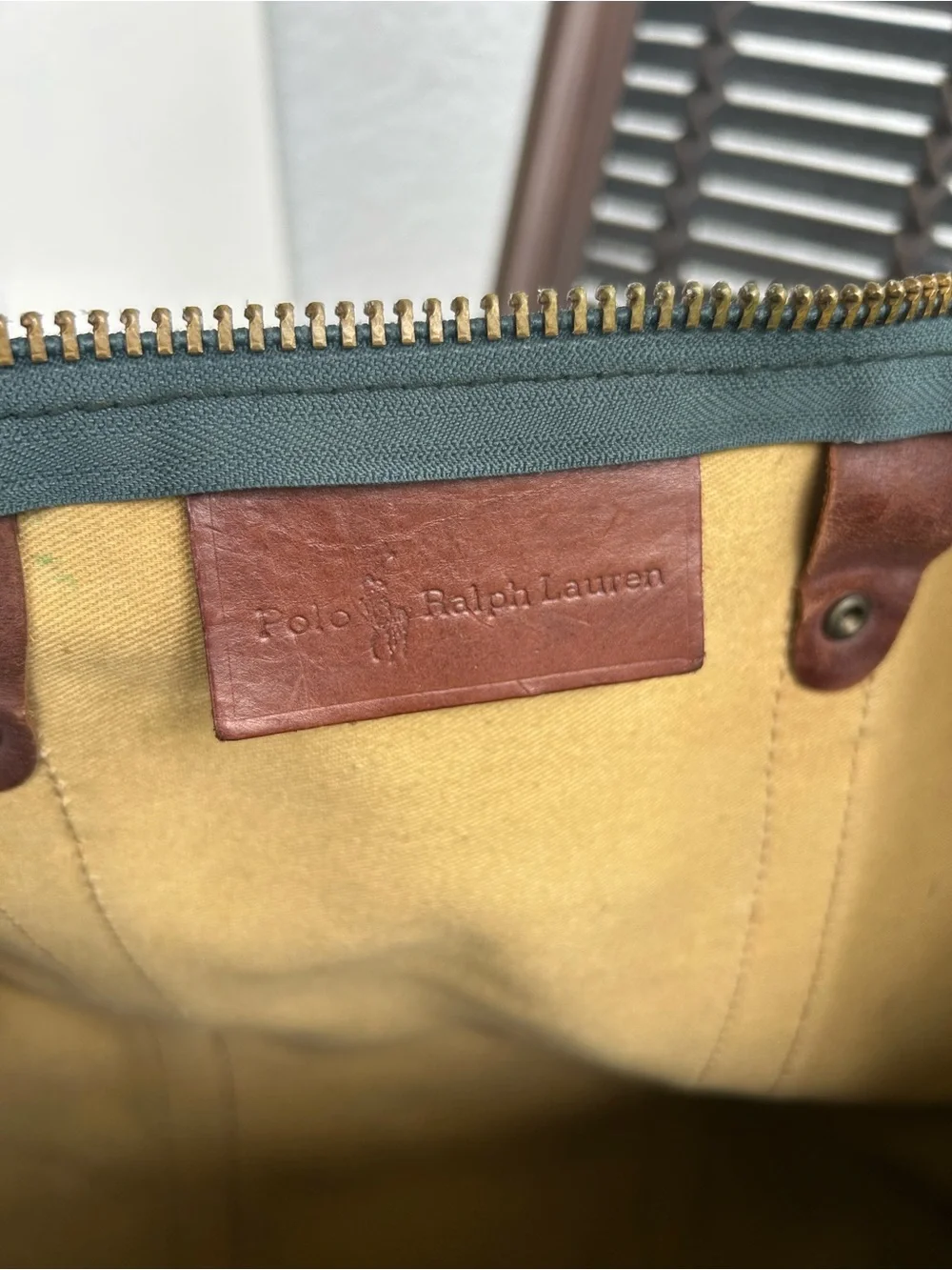 90s Ralph Lauren Plaid Leather-Trim Weekender Bag